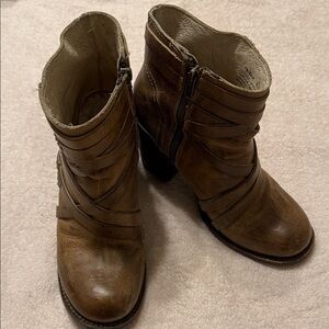 Freebird by Steven FB-GEM Brown Leather Booties – Western Boho Ankle Boots